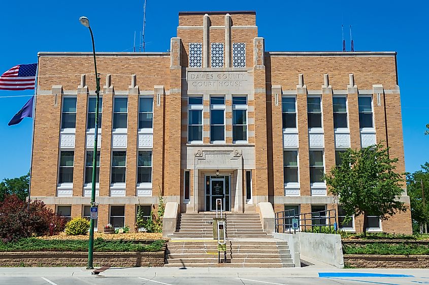 The Dawes County Courthouse in Chadron, Nebraska. Editorial credit: davidrh / Shutterstock.com